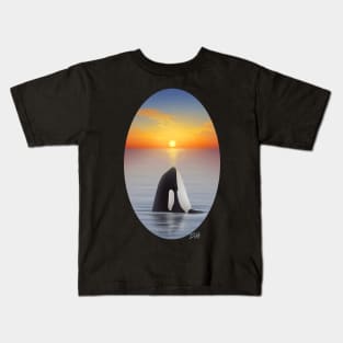 Orca Whale Spyhop at Sunset Kids T-Shirt